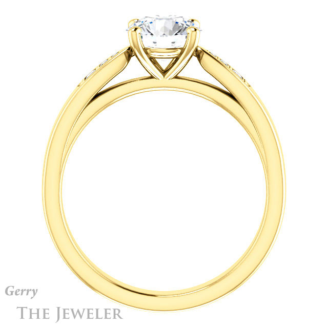 Round Cut Forever One Moissanite Engagement Ring #GTJ1232-round-fo-y