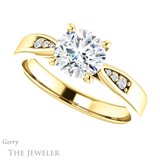 Round Cut Forever One Moissanite Engagement Ring #GTJ1232-round-fo-y 5 Round Cut Forever One Moissanite Engagement Ring #GTJ1232-round-fo-y