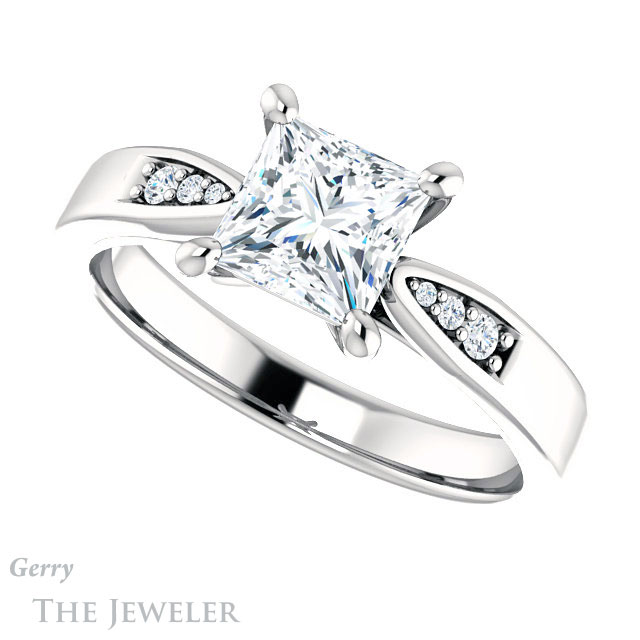 Princess Cut Forever One Moissanite Engagement Ring #GTJ1232-square-fo-w