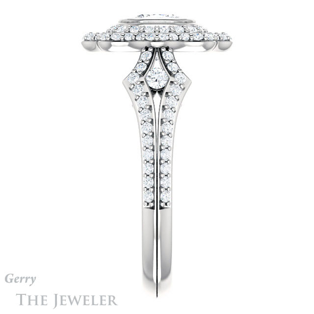 Cushion Cut Forever One Moissanite Engagement Ring #GTJ1233-cushion-fo-w | Gerry The Jeweler Cushion Cut Forever One Moissanite Engagement Ring #GTJ1233-cushion-fo-w