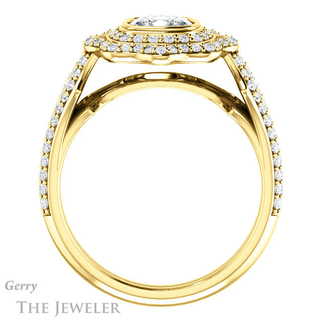 Cushion Cut Forever One Moissanite Engagement Ring #GTJ1233-cushion-fo-y | Gerry The Jeweler Cushion Cut Forever One Moissanite Engagement Ring #GTJ1233-cushion-fo-y