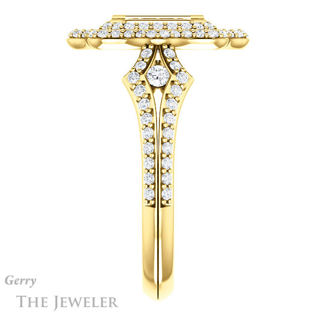 Emerald Cut Forever One Moissanite Engagement Ring #GTJ1233-emerald-fb-y | Gerry The Jeweler Emerald Cut Forever Brilliant Moissanite Engagement Ring #GTJ1233-emerald-fb-y