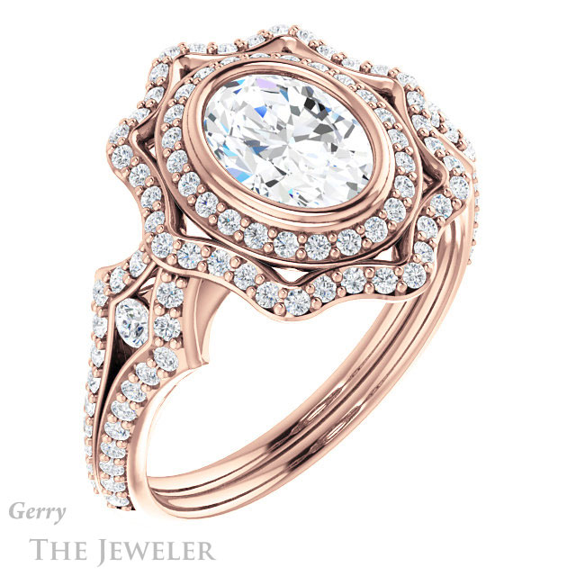 Oval Shaped Forever One Moissanite Engagement Ring #GTJ1233-oval-fo-r | Gerry The Jeweler Oval Shaped Forever One Moissanite Engagement Ring #GTJ1233-oval-fo-r