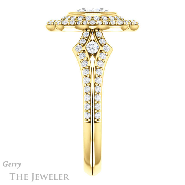 Round Cut Forever One Moissanite Engagement Ring #GTJ1233-round-fo-y | Gerry The Jeweler Round Cut Forever One Moissanite Engagement Ring #GTJ1233-round-fo-y