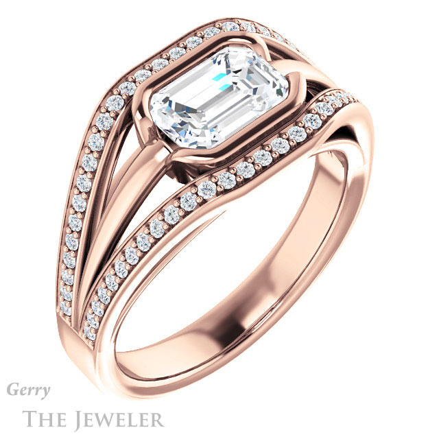 Emerald Cut Forever One Moissanite Engagement Ring #GTJ1236-emerald-fb-r | Gerry The Jeweler Emerald Cut Forever Brilliant Moissanite Engagement Ring #GTJ1236-emerald-fb-r