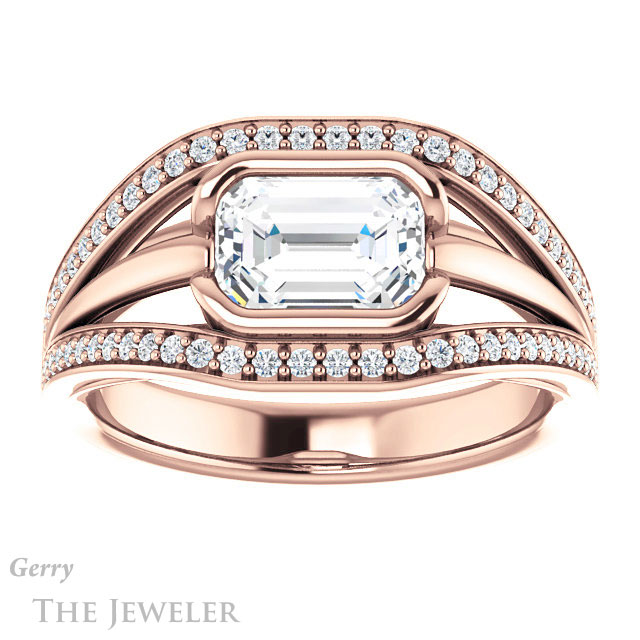 Emerald Cut Forever One Moissanite Engagement Ring #GTJ1236-emerald-fb-r | Gerry The Jeweler Emerald Cut Forever Brilliant Moissanite Engagement Ring #GTJ1236-emerald-fb-r