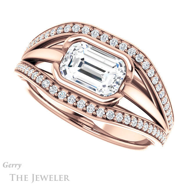Emerald Cut Forever One Moissanite Engagement Ring #GTJ1236-emerald-fb-r | Gerry The Jeweler Emerald Cut Forever Brilliant Moissanite Engagement Ring #GTJ1236-emerald-fb-r