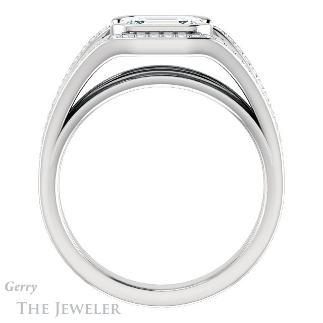 Emerald Cut Forever One Moissanite Engagement Ring #GTJ1236-emerald-fb-w | Gerry The Jeweler Emerald Cut Forever Brilliant Moissanite Engagement Ring #GTJ1236-emerald-fb-w