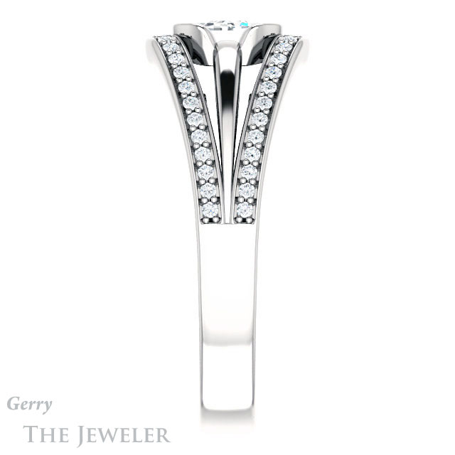 Emerald Cut Forever One Moissanite Engagement Ring #GTJ1236-emerald-fb-w | Gerry The Jeweler Emerald Cut Forever Brilliant Moissanite Engagement Ring #GTJ1236-emerald-fb-w