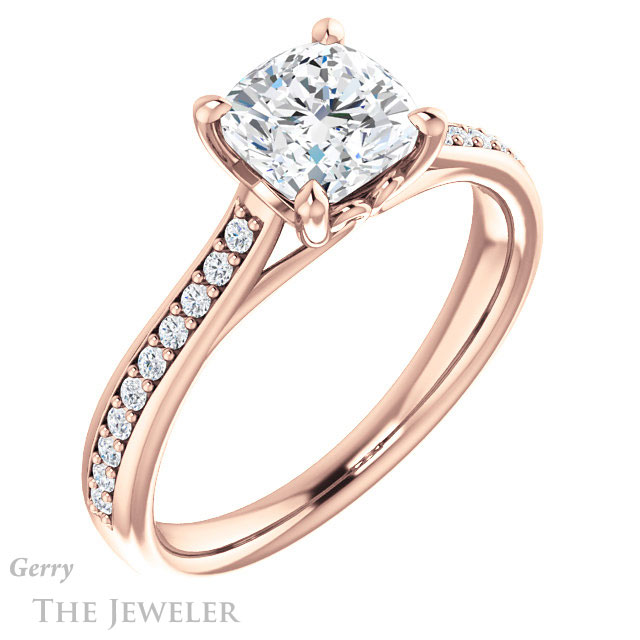 Cushion Cut Forever One Moissanite Engagement Ring #GTJ1238-cushion-fo-r