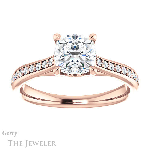 Cushion Cut Forever One Moissanite Engagement Ring #GTJ1238-cushion-fo-r