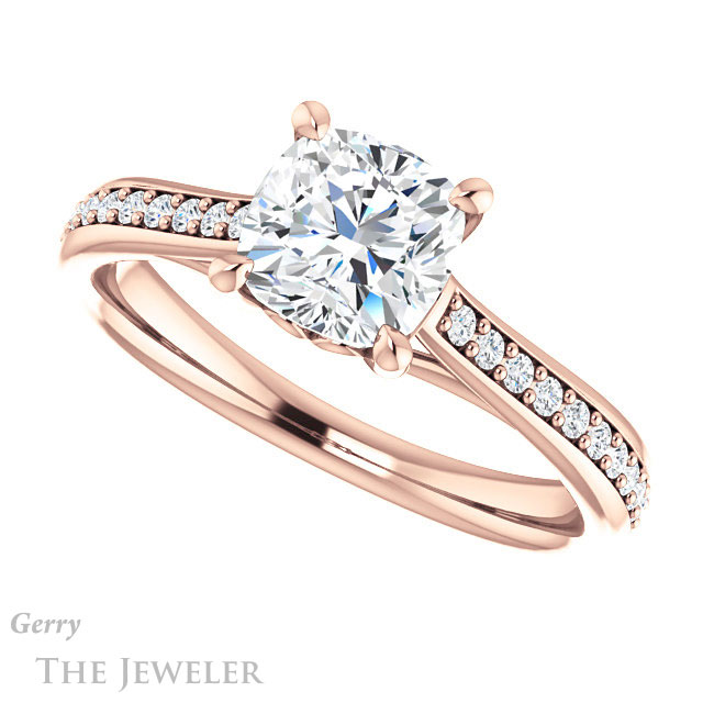 Cushion Cut Forever One Moissanite Engagement Ring #GTJ1238-cushion-fo-r
