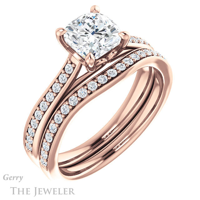 Cushion Cut Forever One Moissanite Engagement Ring #GTJ1238-cushion-fo-r