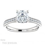 Cushion Cut Forever One Moissanite Engagement Ring #GTJ1238-cushion-fo-w 1 Cushion Cut Forever One Moissanite Engagement Ring #GTJ1238-cushion-fo-w