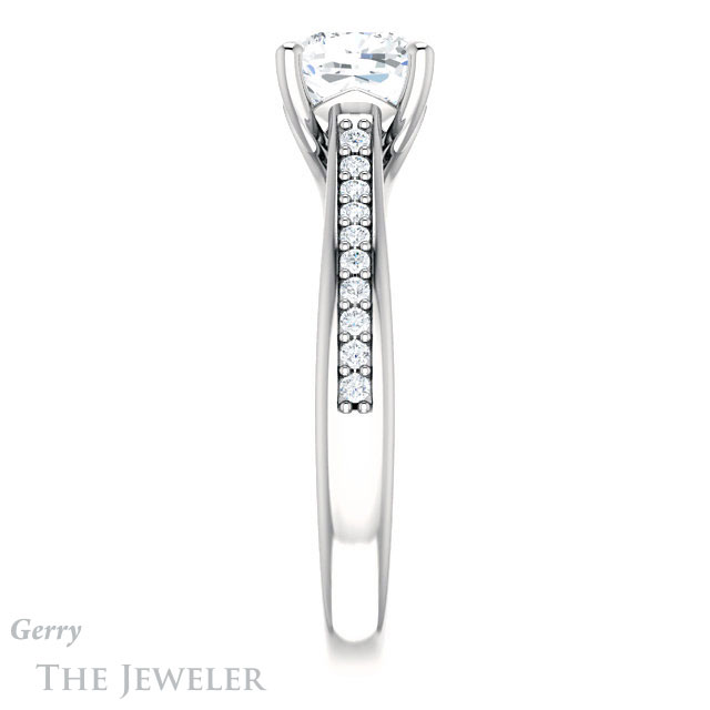 Cushion Cut Forever One Moissanite Engagement Ring #GTJ1238-cushion-fo-w 3 Cushion Cut Forever One Moissanite Engagement Ring #GTJ1238-cushion-fo-w