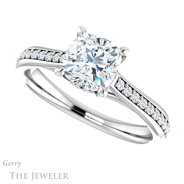 Cushion Cut Forever One Moissanite Engagement Ring #GTJ1238-cushion-fo-w 5 Cushion Cut Forever One Moissanite Engagement Ring #GTJ1238-cushion-fo-w