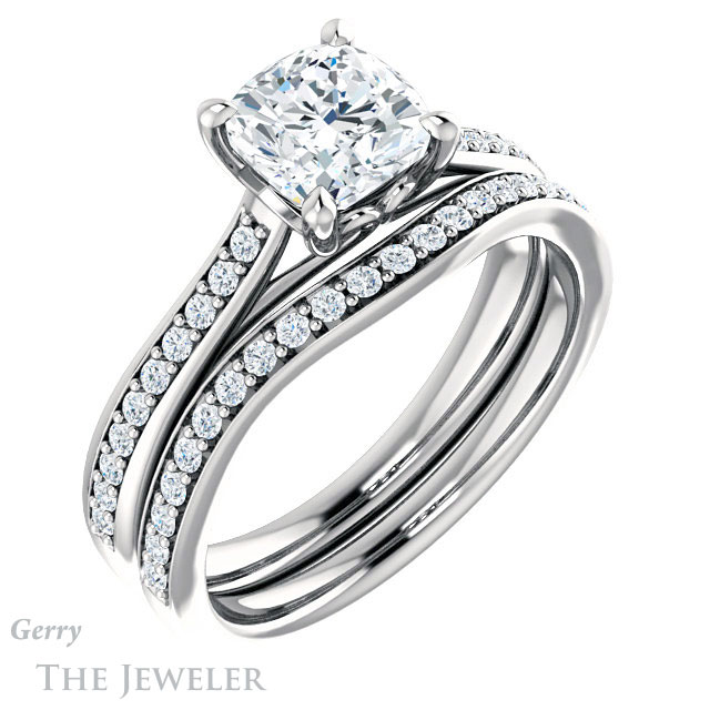 Cushion Cut Forever One Moissanite Engagement Ring #GTJ1238-cushion-fo-w 6 Cushion Cut Forever One Moissanite Engagement Ring #GTJ1238-cushion-fo-w