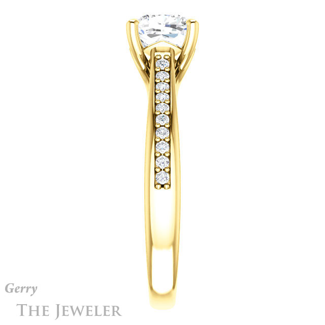 Cushion Cut Forever One Moissanite Engagement Ring #GTJ1238-cushion-fo-y 3 Cushion Cut Forever One Moissanite Engagement Ring #GTJ1238-cushion-fo-y