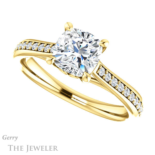 Cushion Cut Forever One Moissanite Engagement Ring #GTJ1238-cushion-fo-y 5 Cushion Cut Forever One Moissanite Engagement Ring #GTJ1238-cushion-fo-y