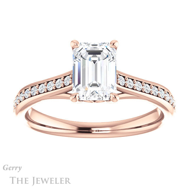 Emerald Cut Forever Brilliant Moissanite Engagement Ring #GTJ1238-emerald-fb-r