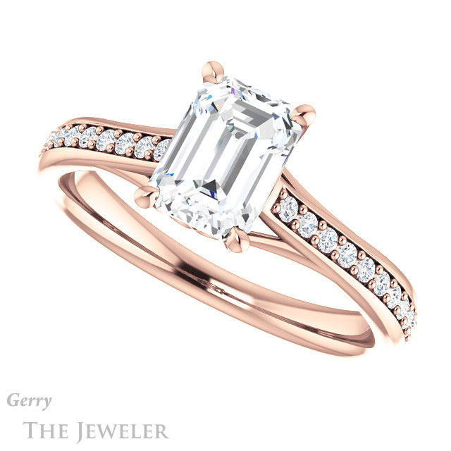 Emerald Cut Forever Brilliant Moissanite Engagement Ring #GTJ1238-emerald-fb-r