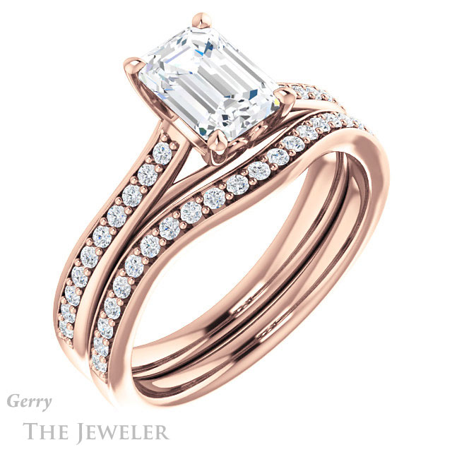 Emerald Cut Forever Brilliant Moissanite Engagement Ring #GTJ1238-emerald-fb-r