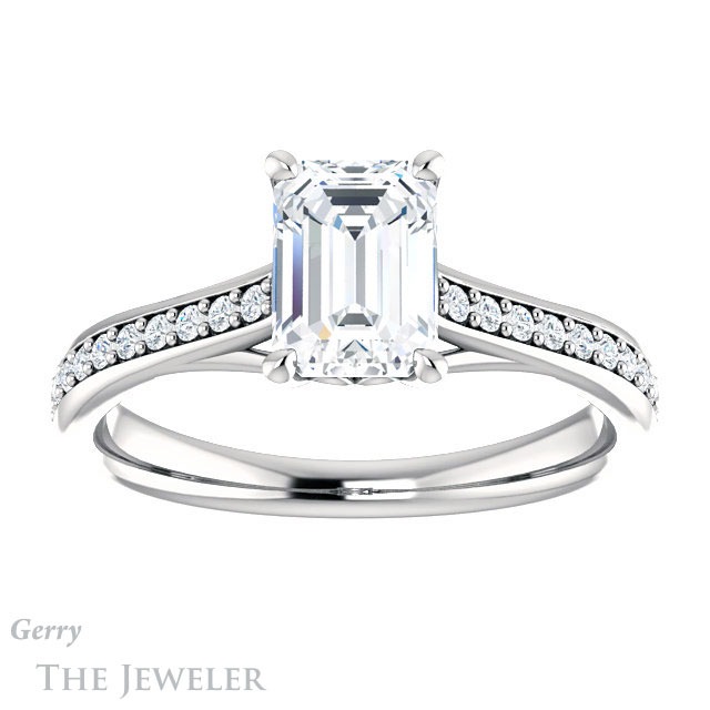 Emerald Cut Forever Brilliant Moissanite Engagement Ring #GTJ1238-emerald-fb-w