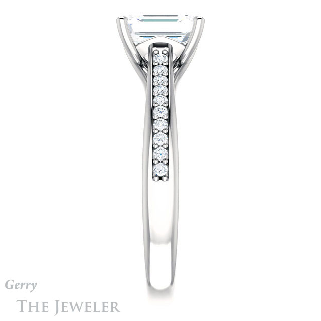 Emerald Cut Forever Brilliant Moissanite Engagement Ring #GTJ1238-emerald-fb-w
