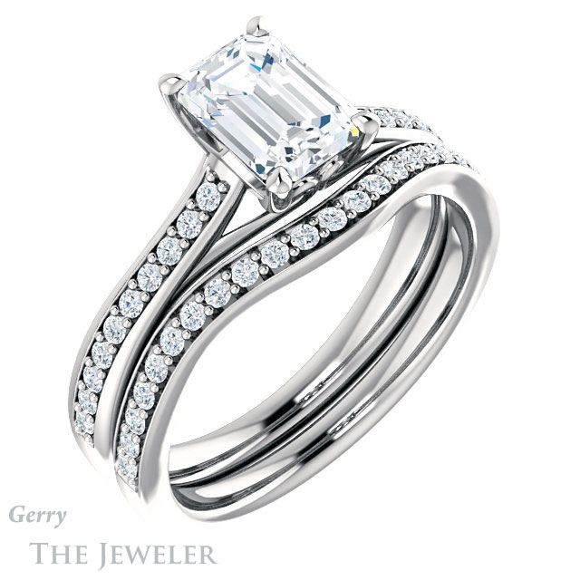 Emerald Cut Forever Brilliant Moissanite Engagement Ring #GTJ1238-emerald-fb-w