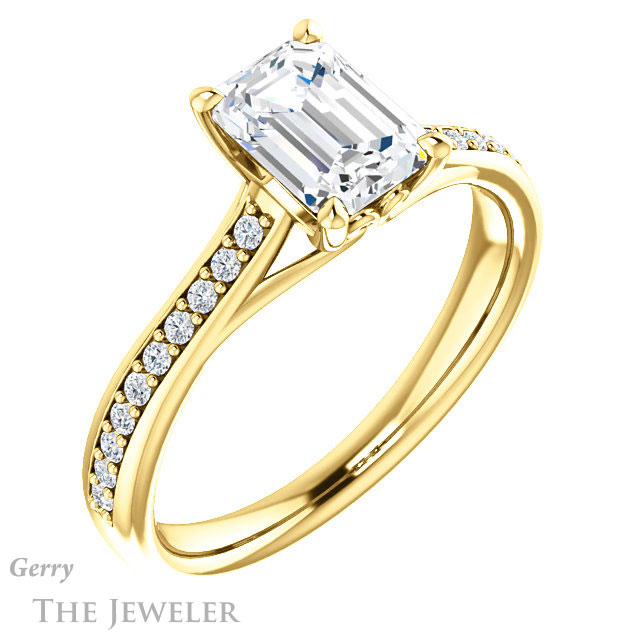 Emerald Cut Forever Brilliant Moissanite Engagement Ring #GTJ1238-emerald-fb-y