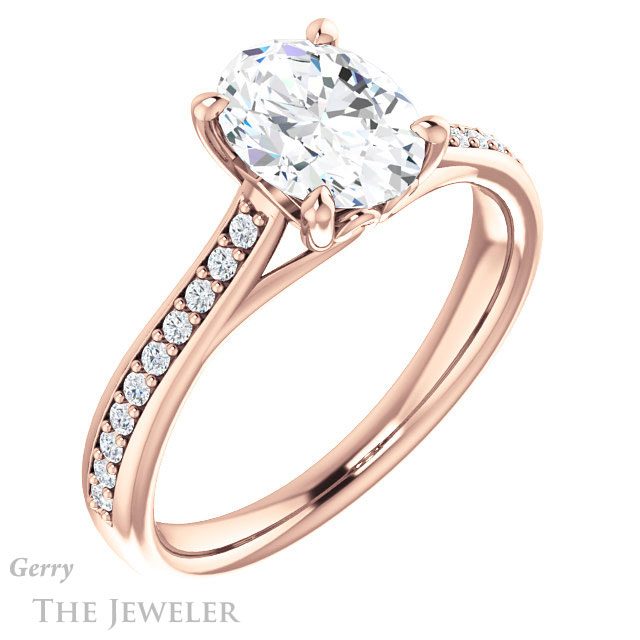 Oval Shaped Forever One Moissanite Engagement Ring #GTJ1238-oval-fo-r