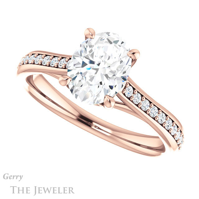 Oval Shaped Forever One Moissanite Engagement Ring #GTJ1238-oval-fo-r