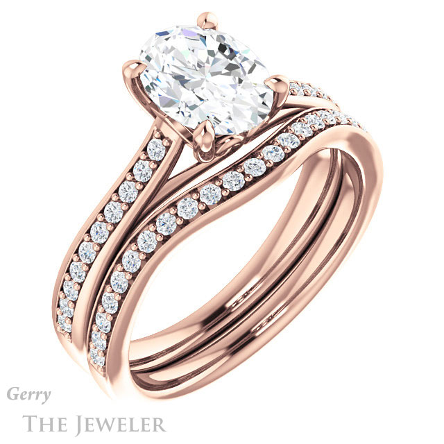 Oval Shaped Forever One Moissanite Engagement Ring #GTJ1238-oval-fo-r
