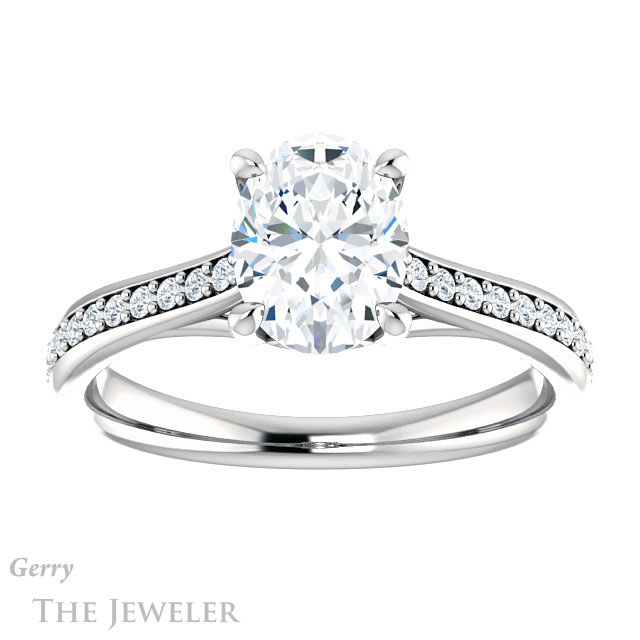 Oval Shaped Forever One Moissanite Engagement Ring #GTJ1238-oval-fo-w