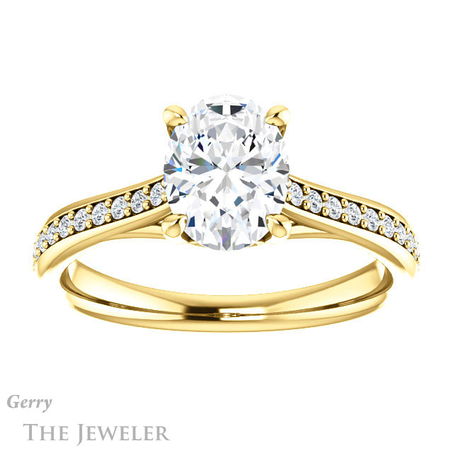 Oval Shaped Forever One Moissanite Engagement Ring #GTJ1238-oval-fo-y