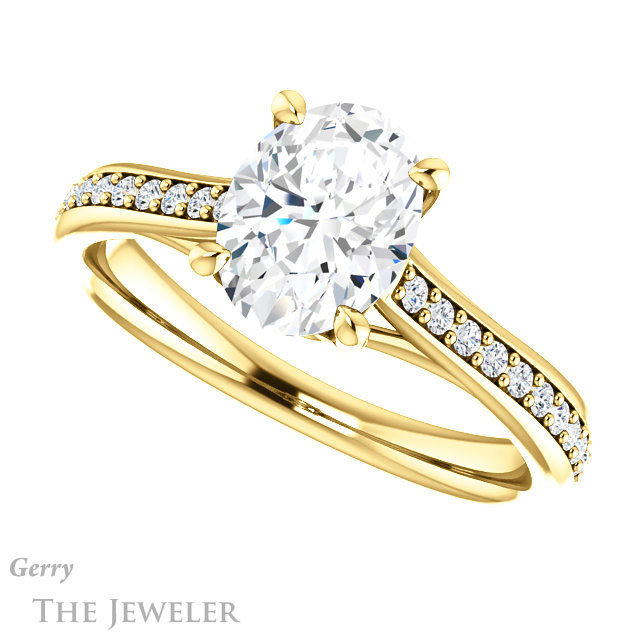 Oval Shaped Forever One Moissanite Engagement Ring #GTJ1238-oval-fo-y