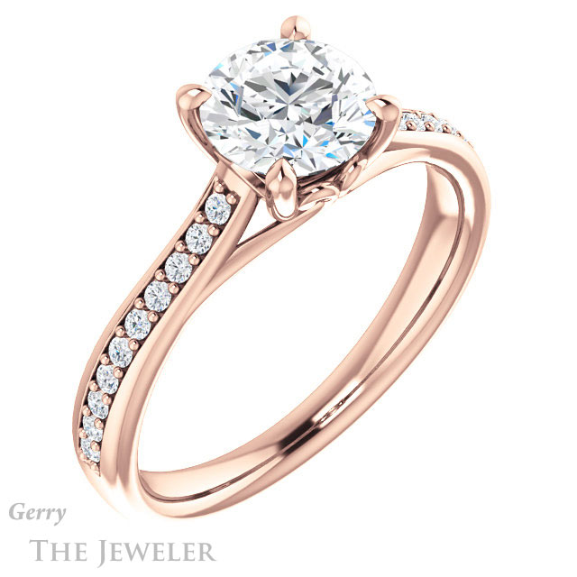 Round Cut Forever One Moissanite Engagement Ring #GTJ1238-round-fo-r