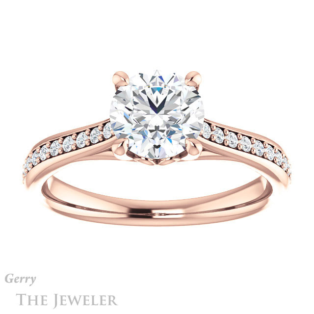 Round Cut Forever One Moissanite Engagement Ring #GTJ1238-round-fo-r