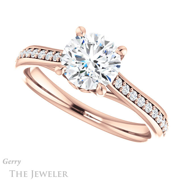 Round Cut Forever One Moissanite Engagement Ring #GTJ1238-round-fo-r