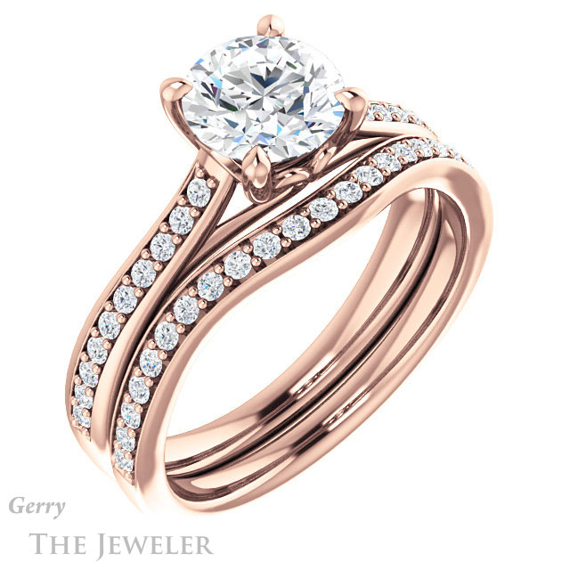 Round Cut Forever One Moissanite Engagement Ring #GTJ1238-round-fo-r