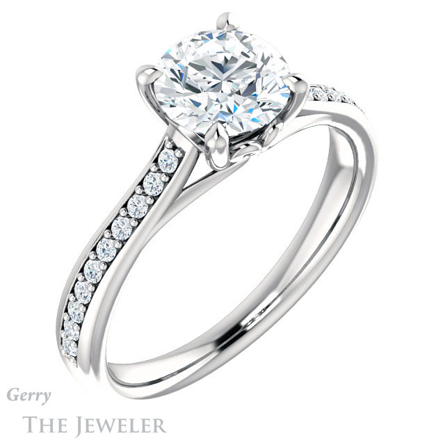 Round Cut Forever One Moissanite Engagement Ring #GTJ1238-round-fo-w 4 Round Cut Forever One Moissanite Engagement Ring #GTJ1238-round-fo-w