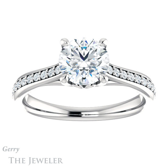 Round Cut Forever One Moissanite Engagement Ring #GTJ1238-round-fo-w 1 Round Cut Forever One Moissanite Engagement Ring #GTJ1238-round-fo-w