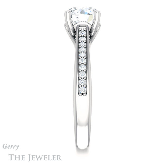 Round Cut Forever One Moissanite Engagement Ring #GTJ1238-round-fo-w 3 Round Cut Forever One Moissanite Engagement Ring #GTJ1238-round-fo-w