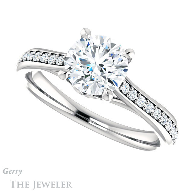 Round Cut Forever One Moissanite Engagement Ring #GTJ1238-round-fo-w 5 Round Cut Forever One Moissanite Engagement Ring #GTJ1238-round-fo-w