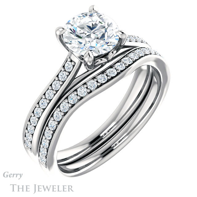 Round Cut Forever One Moissanite Engagement Ring #GTJ1238-round-fo-w 6 Round Cut Forever One Moissanite Engagement Ring #GTJ1238-round-fo-w
