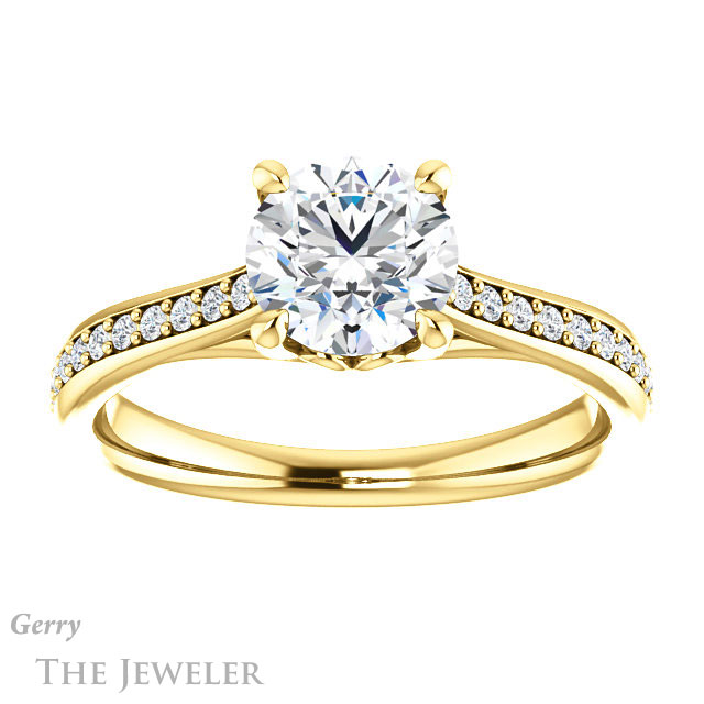 Round Cut Forever One Moissanite Engagement Ring #GTJ1238-round-fo-y 1 Round Cut Forever One Moissanite Engagement Ring #GTJ1238-round-fo-y