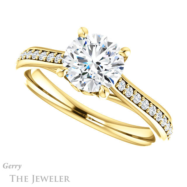 Round Cut Forever One Moissanite Engagement Ring #GTJ1238-round-fo-y 5 Round Cut Forever One Moissanite Engagement Ring #GTJ1238-round-fo-y
