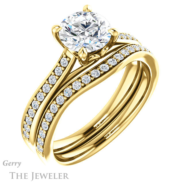 Round Cut Forever One Moissanite Engagement Ring #GTJ1238-round-fo-y 6 Round Cut Forever One Moissanite Engagement Ring #GTJ1238-round-fo-y