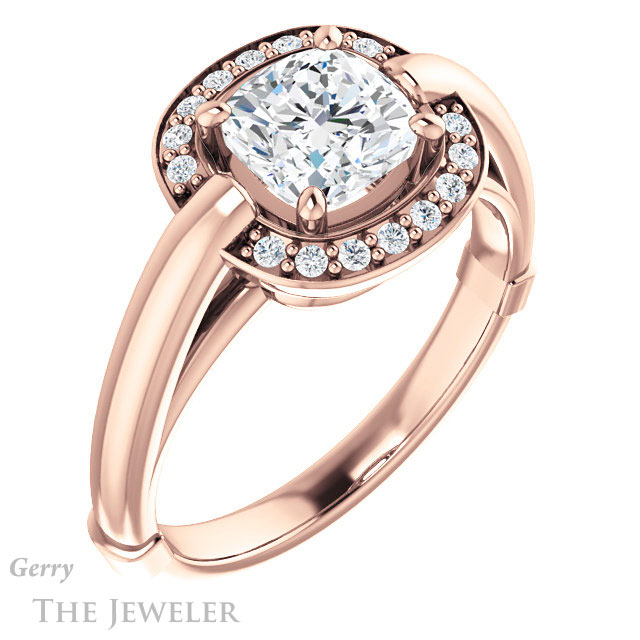 Cushion Cut Forever One Moissanite Engagement Ring #GTJ1239-cushion-fo-r | Gerry The Jeweler Cushion Cut Forever One Moissanite Engagement Ring #GTJ1239-cushion-fo-r