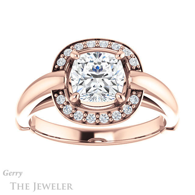 Cushion Cut Forever One Moissanite Engagement Ring #GTJ1239-cushion-fo-r | Gerry The Jeweler Cushion Cut Forever One Moissanite Engagement Ring #GTJ1239-cushion-fo-r